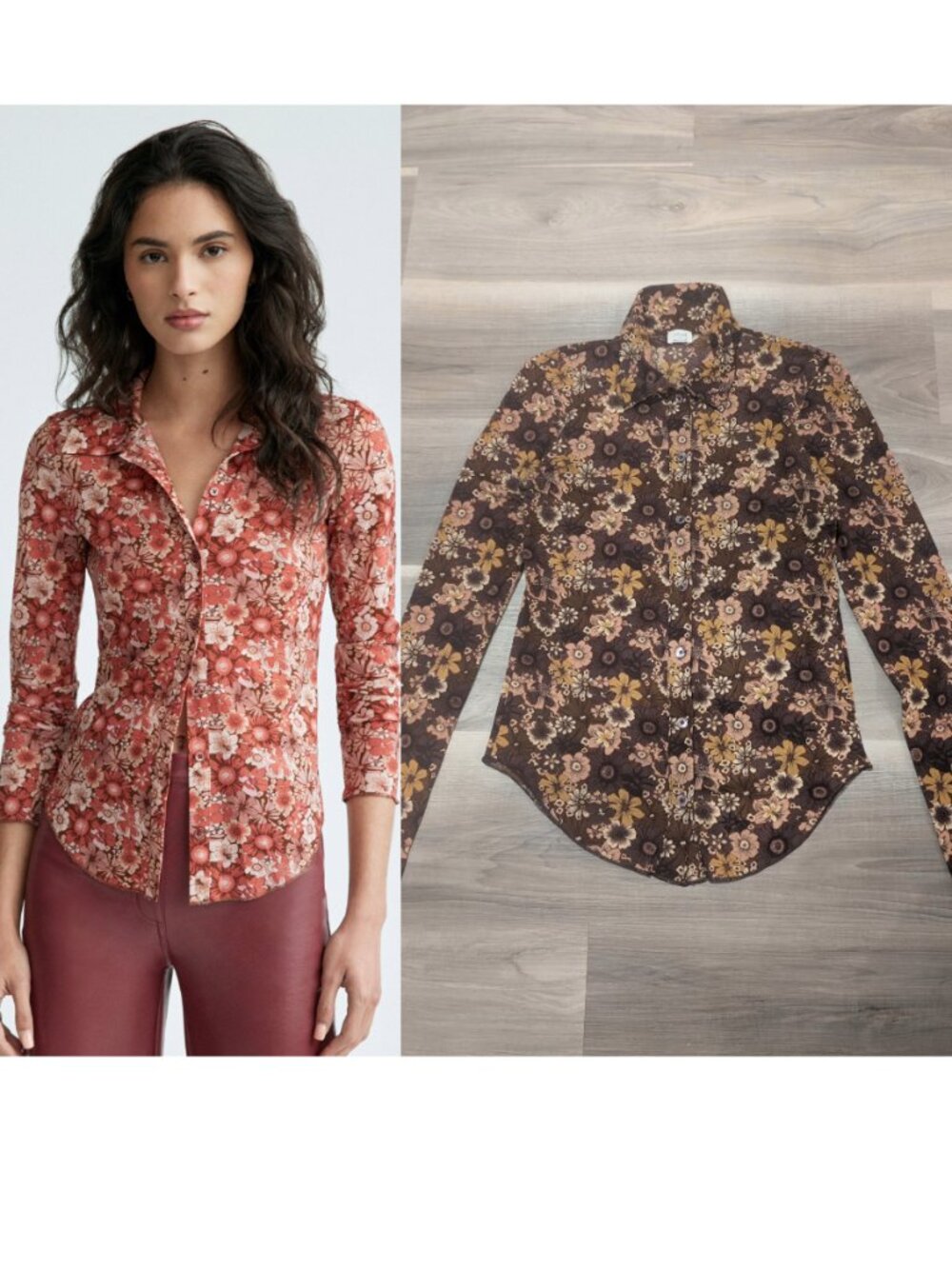 Aritzia Wilfred | Moscato Sheer Mesh Longsleeve Button-Up In Brown Floral